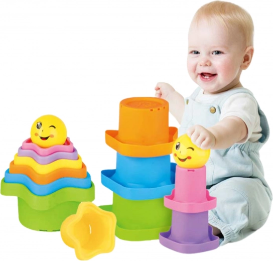 Sensorische Stapelpyramide Sterne mit Ball WOOPIE