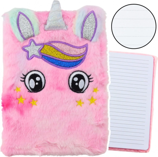 Plüsch-Notizbuch Einhorn rosa Regenbogen