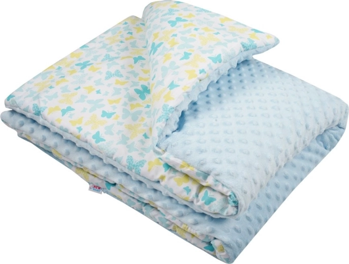 Babydecke aus Minky mit Füllung New Baby blau 80 × 102 cm
