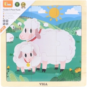 VIGA Holzpuzzle Schäfchen – 9 Teile