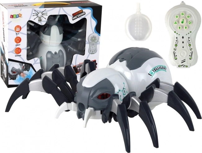 Große ferngesteuerte RC-Spinne mit Batterien, weiß und grau