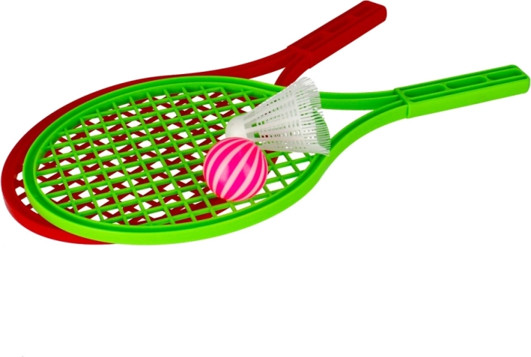 Spielt mit Federball oder Ball