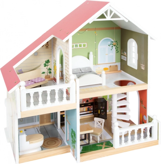 Holz-Puppenhaus mit Terrasse