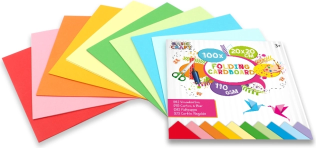 Set aus buntem Origami-Papier 20 × 20 cm, 50 Blatt, 110 g/m²