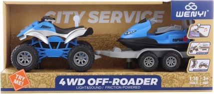Kunststoff-Quad mit Anhänger und Roller – Quad mit batteriebetriebenem Roller