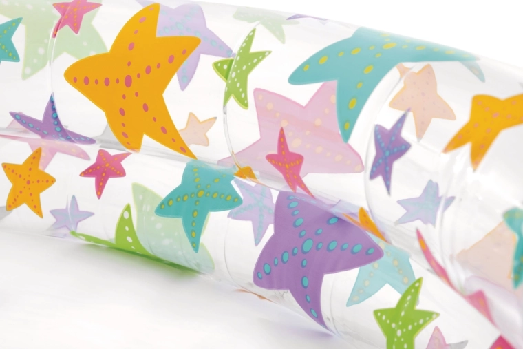 Transparenter Vinyl mit farbenfrohem Aufdruck