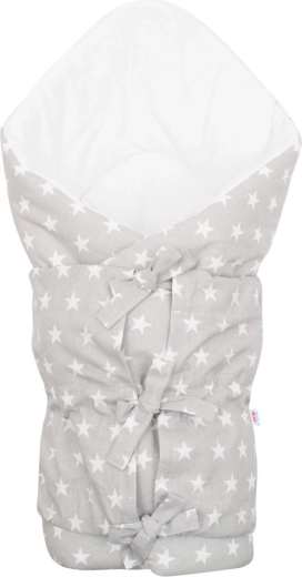 Klassische Schnür-Wickeldecke New Baby Sternchen grau-weiß