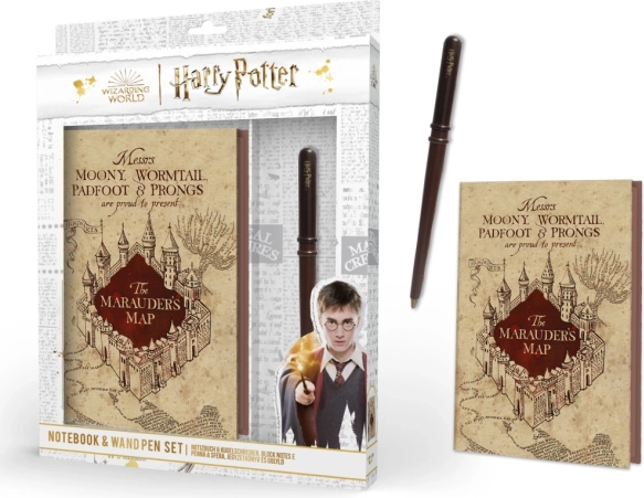 Harry-Potter-Notizblock mit Zauberstab Der Rumtreiber-Karte