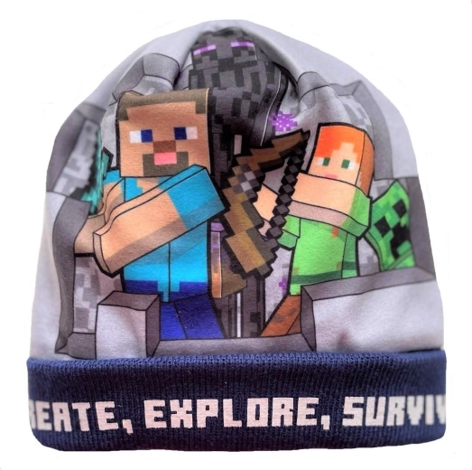 Blaue Minecraft-Mütze – Größe: 56