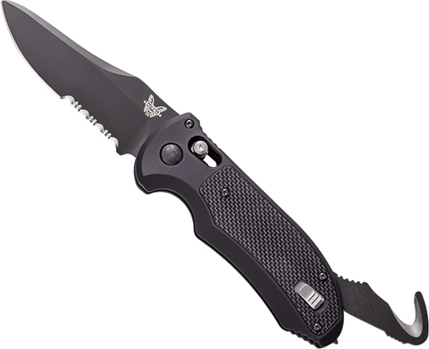 Benchmade Auto Triage Automatik-Taktikmesser 9 cm, komplett schwarz, Aluminium