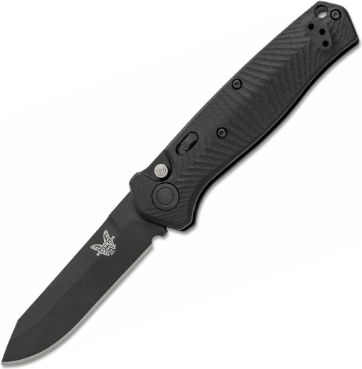 Benchmade Mediator Automatik-Taktik-Klappmesser, komplett schwarz, 8,4 cm, G10