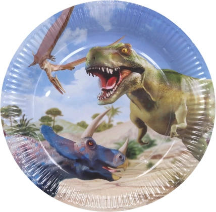 Papier-Partyteller DINO 23 cm, 6 Stück