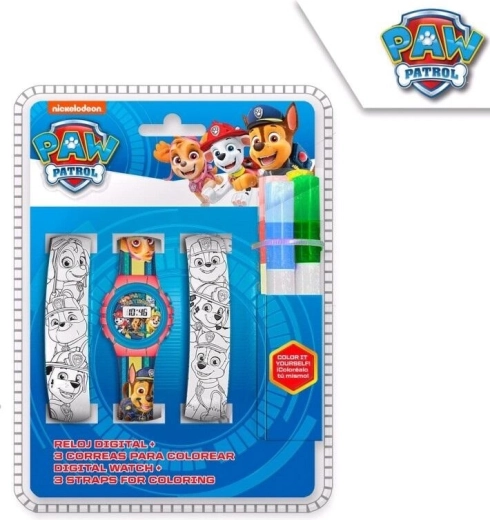 Set aus digitalen Uhren und Armbändern zum Ausmalen Paw Patrol – 1 Stück