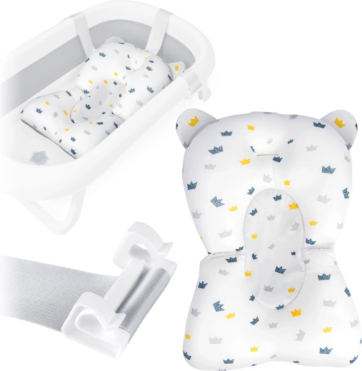 RICOKIDS-Badewannenkissen für Babys – schnell trocknende ergonomische Einlage, weiß‑blau