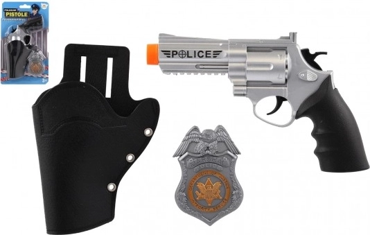 Kinder Polizei-Set: Revolver mit Holster und Abzeichen