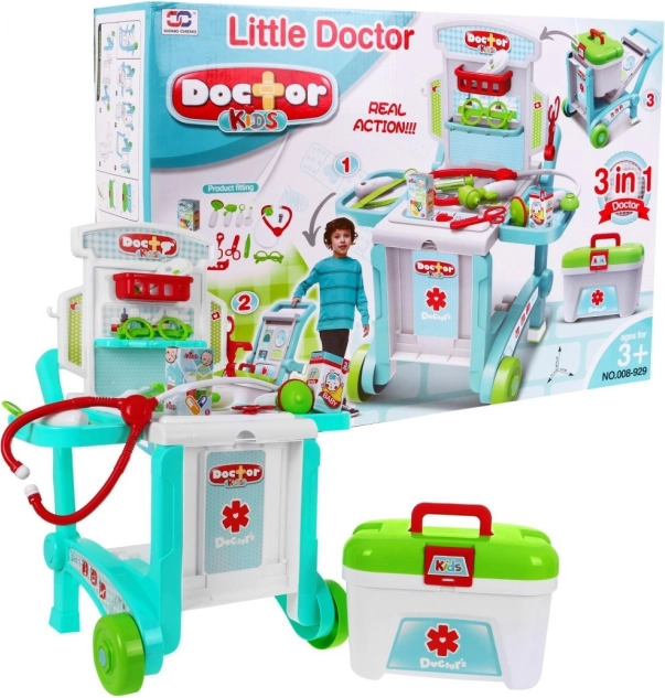 Kinder-Arztset 3-in-1 mit Wagen und Koffer
