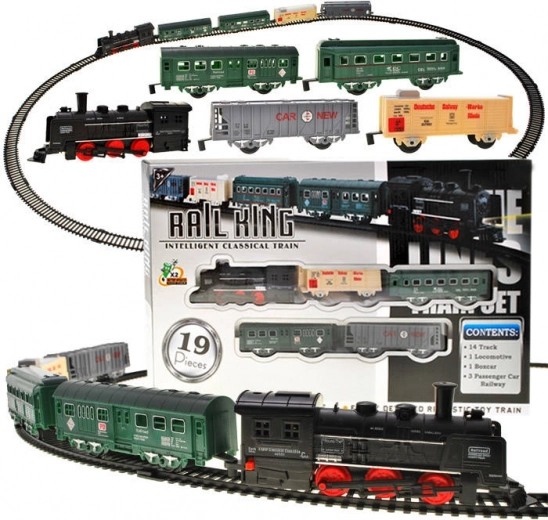 Elektrische Eisenbahn mit Lokomotive und Waggons