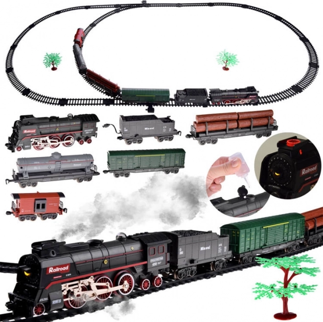 Elektrische Modelleisenbahn mit Rauch und Geräuschen 185 × 99 cm