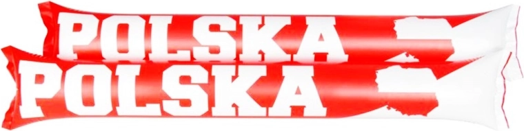 Aufblasbare Fan-Klatschstangen weiß‑rot – 2 Stk.