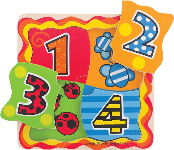 Holzpuzzle mit Zahlen 1–4 Bigjigs Toys