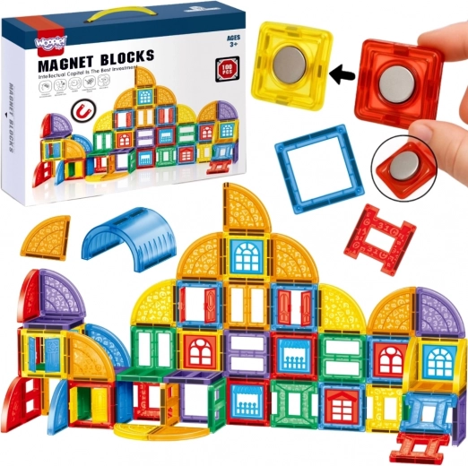 Magnetische 3D-Bausteine WOOPIE – Lernset Schloss, 100 Stk.