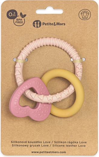 PETITE&MARS Silikon-Beißring Love cute pink 0m+