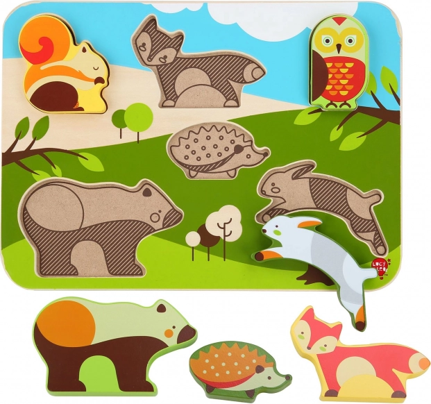 Lucy & Leo hölzernes Einlegepuzzle Waldtiere, 7 Teile