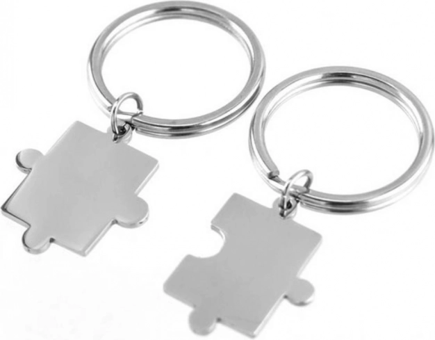 Puzzle-Schlüsselanhänger aus Edelstahl – Set mit 2 Stück