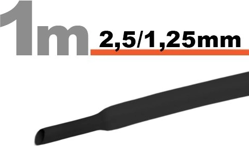 Schwarzer Schrumpfschlauch 2,5 / 1,25 mm