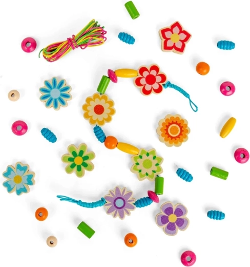Bigjigs Toys Set aus Holzperlen – Sommerblumen