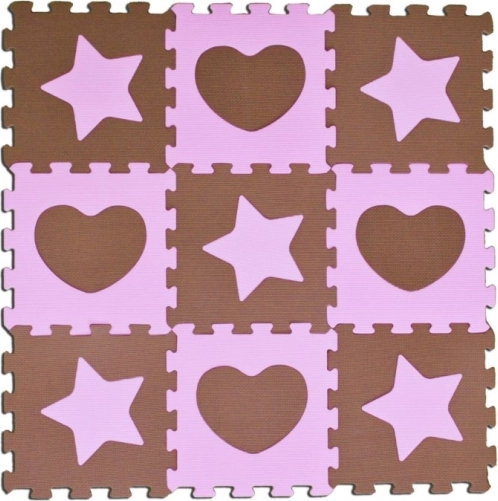 Schaumstoff-Puzzle Sterne und Herzen rosa