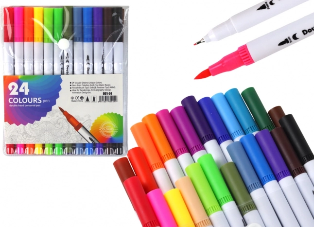 Set von doppelseitigen Stiften, 24 Farben im Organizer