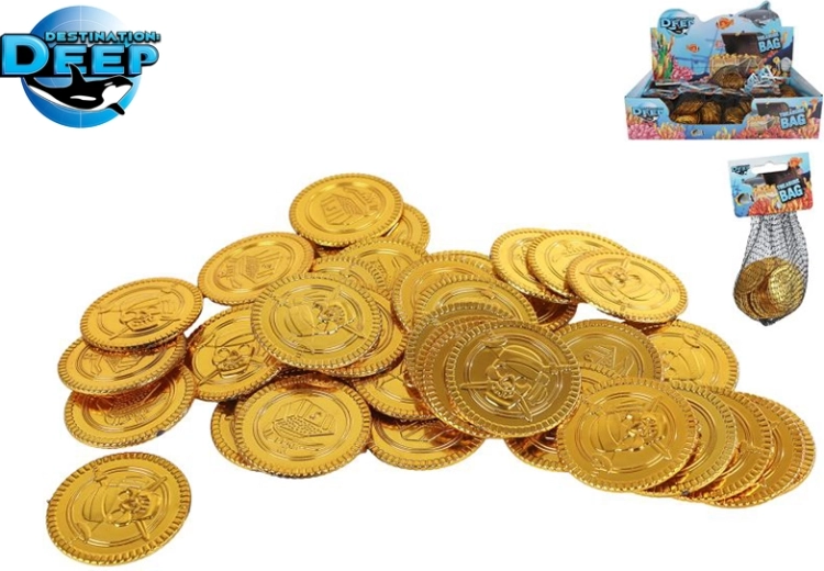 Goldene Plastikmünzen für Kinderspiele – 40 Stk.