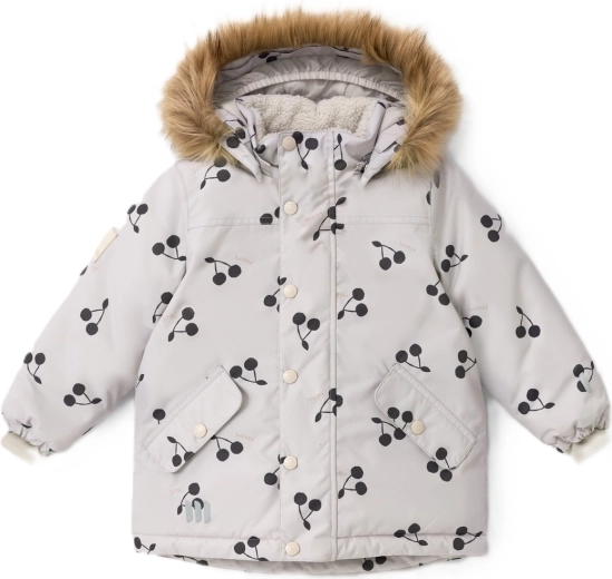 Kinder-Winterparka Leokid Tully Silver Cloud Cherries Größe 116