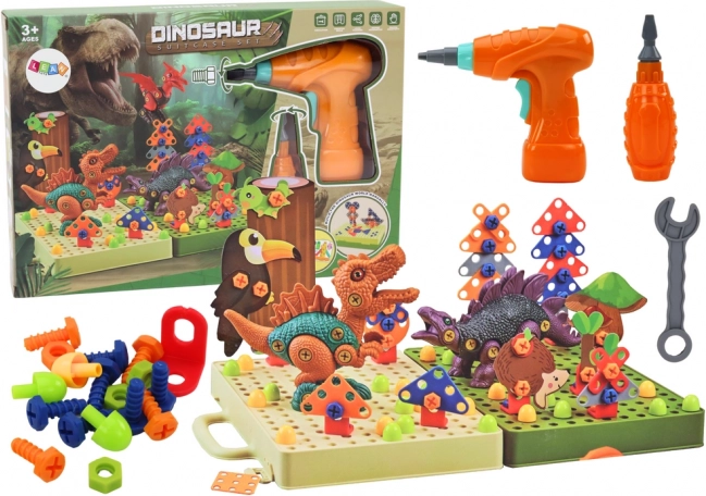 Konstruktions-3D-Bauset Dinosaurier mit Bohrer im Koffer