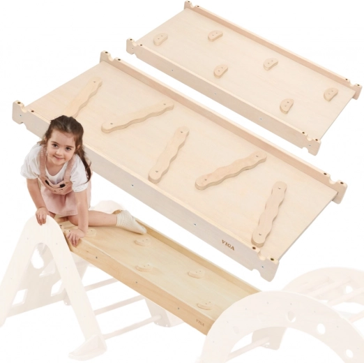 VIGA beidseitige Holzrampe und Kletterwand für Kinder-Set