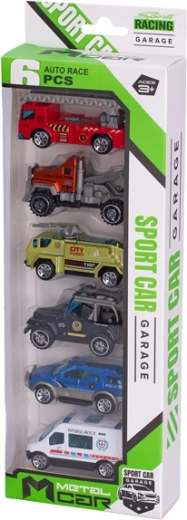 Bunte Fahrzeugauswahl in einem Set