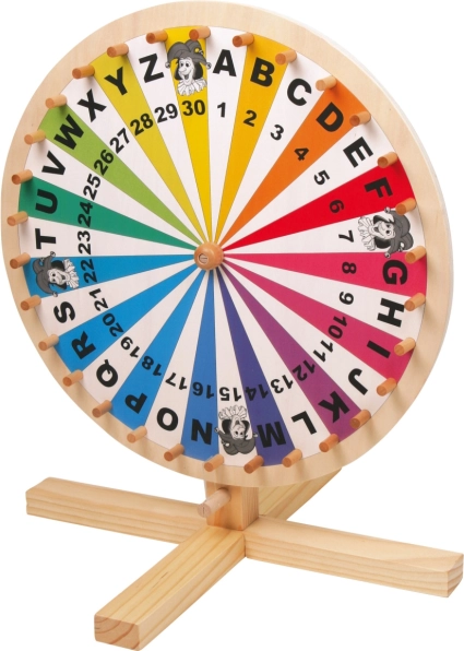 Holz-Glücksrad small foot – Buchstaben A–Z und Zahlen 1–30