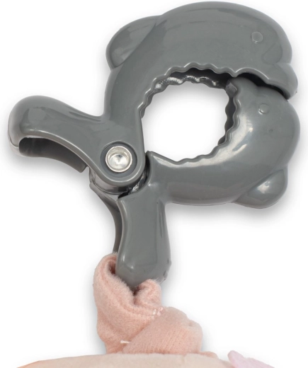 Sicherer Clip zur Befestigung am Kinderwagen und Autositz