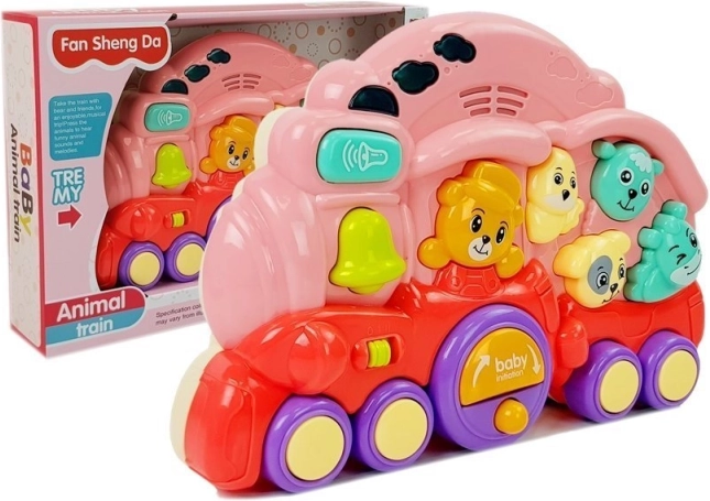 Interaktive rosa Lokomotive mit Tieren und Lichteffekten