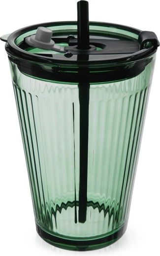 Glasbecher mit Deckel und Strohhalm VERDE 450 ml