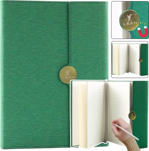 Grünes A5-Büro-Notizbuch mit magnetischem Verschluss und Linien