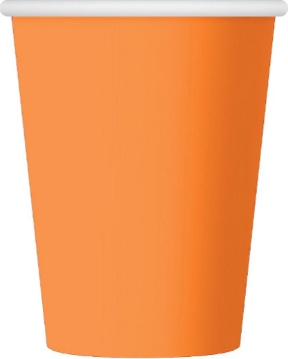 Orangefarbene Pappbecher 6 Stück