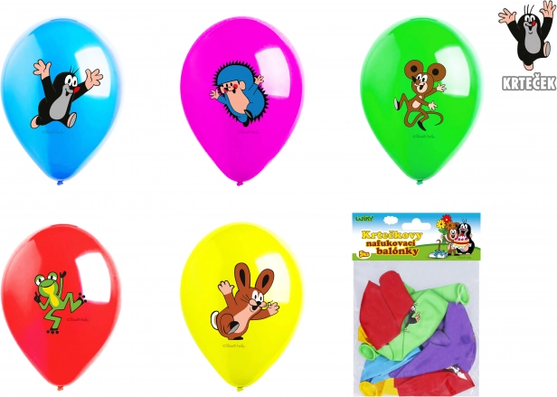 Aufblasbare Luftballons Der kleine Maulwurf und Freunde, Pastellfarben, 5 Stück