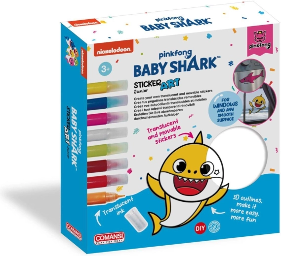 Baby Shark Kreativset für Fenstersticker und Ausmalbilder mit Farben
