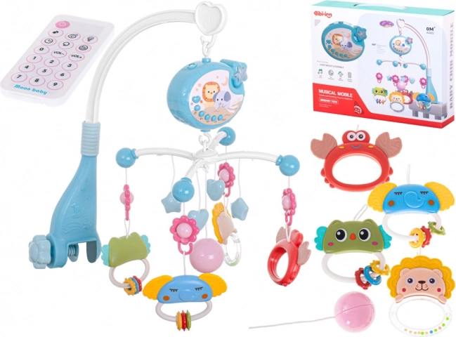 Musik-Mobile mit Sternenprojektor und Fernbedienung für das Kinderbett – Blau
