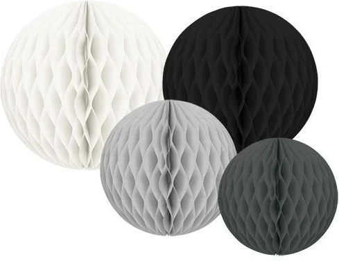 JaBaDaBaDo Papier-Honeycomb-Dekorationen schwarzer Mix (4 Stk.)