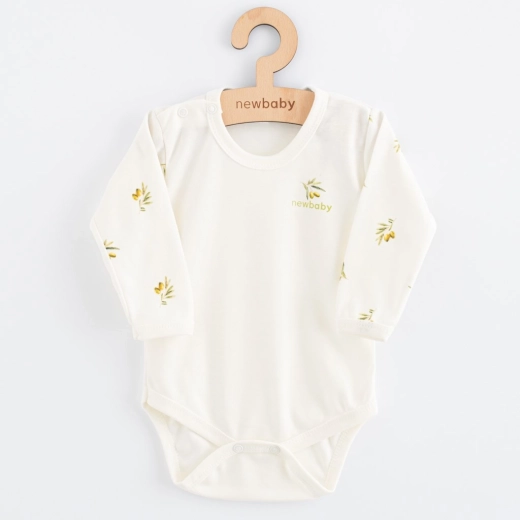 Baby-Body mit langen Ärmeln aus Bio-Baumwolle NEW BABY Oliven, Gr. 74 (6–9 Monate)