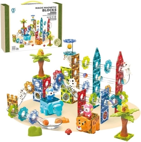 Magnetisches Konstruktionsset mit Bahn, 151 Teile