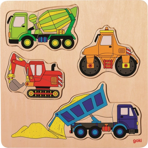 Holzpuzzle-Baumaschinen